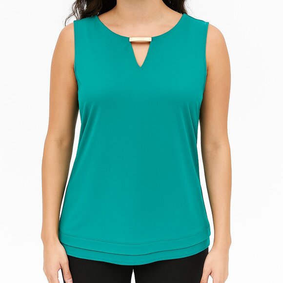 Liz Claiborne Sleeveless Green Blouse – Desert Blooms Collection, Size L… - Picture 1 of 9